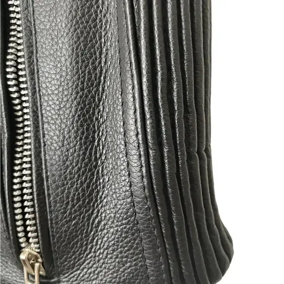 A&H Apparel black leather Moto vest size medium